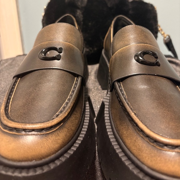 Coach Metallic Bronze Platform Loafers | Chunky Lug Sole | Size 11 - Picture 4 of 4